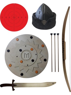 Çocuklar Için Osmanlı Temalı Armalı Börk ve Ahşap Kılıç Kalkan Seti