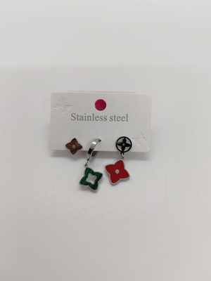 Cadde Dükkanı Renkli 3lü Çelik Küpe Silver