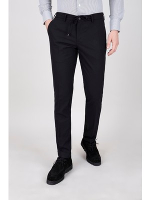 Paco Romano Erkek Siyah Bağcıklı Casual Pantolon