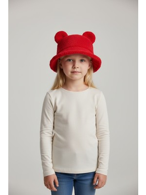 Kitti Çocuk Peluş Şapka Kulaklı Fötr 4-7 Yaş