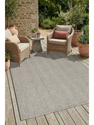 Enva Home Kilim Hasır Halı Kaymaz Taban Makinede Yıkanabilir Toz Hav Vermez Çerçeveli Sisal 6652 Gri Krem