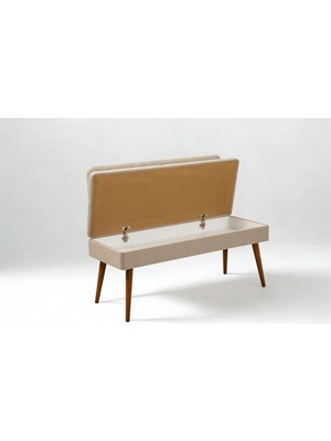 Eşyala. Toscana Sandıklı Kumaşlı Bank Ceviz Krem (110x47x82 cm)