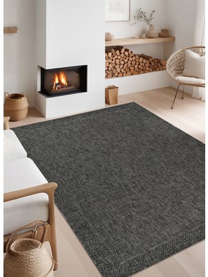 Konfor Halı Rusticana 3111 Antrasit Naturel Jüt Halı Modern Örme Kilim  Rusticana_3111