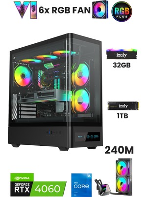 İzoly NextGen B i5-13400F 32GB 1TB M.2 NVMe RTX 4060 8GB 240mm Sıvı Soğutma Oyuncu Oem Seti