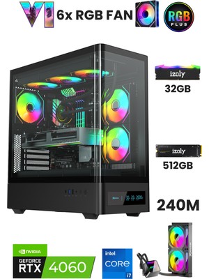 X9 I7 12700F 32GB Ddr4 Ram 512GB Nvme M.2 SSD RTX4060 8gb 240MM Sıvı Soğutma Oyuncu Masaüstü Bilgisayarı