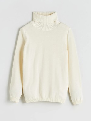 LC Waikiki Lcw Eco Ekru Balıkçı Yaka Kız Çocuk Triko Kazak