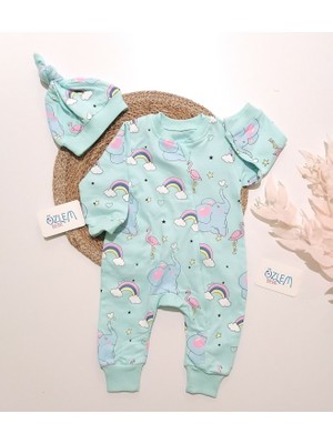 Agucukbaby Balonla Seyahat Mint Yeşili Tulum 0-3 Ay