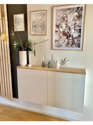 Şafak Mobilya Üzeri Ahşap Detaylı Beyaz Çok Amaçlı Dolap, Dresuar