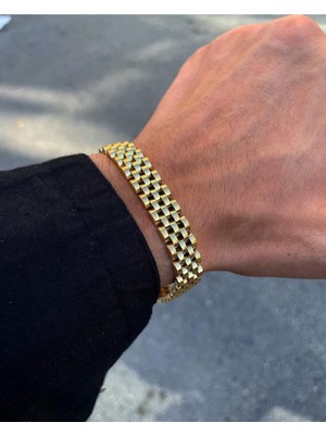 Herşey Nota 316L Kordon Paslanmaz Çelik Gold Erkek Bileklik