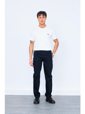 Lacivert Parça Boya Gabardin Pantolon