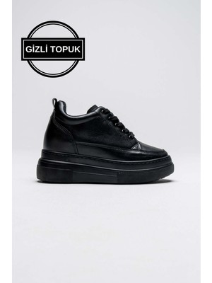 Mevese Opu Kadın Gizli Topuk Siyah Spor Ayakkabı
