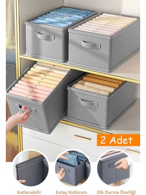 Luxway Home 2 Li Katlanabilir Dolap Içi ve Raf Düzenleyici Set – 45X25X20 cm Kıyafet Saklama Kutusu Organizer