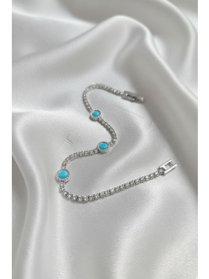 Aslı Kiraz Jewerly Çelik Minimal Su Yolu Gümüş Kadın Bileklik Mavi Taşlı Clk-Su-Yl-Gms-Kdn-Blk-M-Tsl