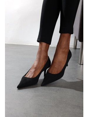 5in1Canpolat Siyah Süet Klasik Stiletto 25445