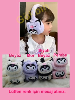 Gökbin Kışlık Peluş Kuromi Kulaklıklar Hediyelik Bere Şapka Üstü 1ADET