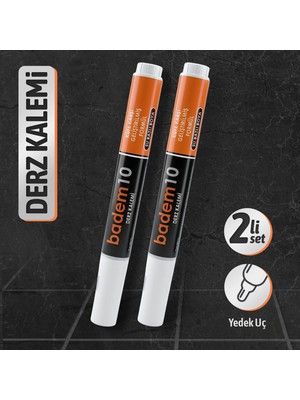 Badem10 2 Adet Beyaz Fayans Arası Hazır Derz Dolgusu Boyama Boyası Kalemi (Yedek Uçlu) Su Bazlı Yenileme