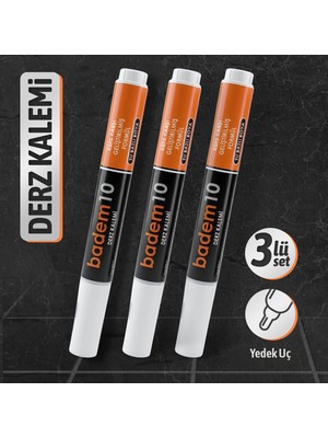 Badem10 3 Adet Beyaz Fayans Arası Hazır Derz Dolgusu Boyama Boyası Kalemi (Yedek Uçlu) Yenileme Boyası
