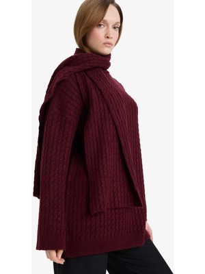 DeFacto Regular Fit Atkı Detaylı Triko Kazak Tunik G7238AX25CW