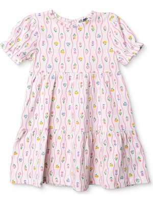 Hellobaby Hellobaby Kız Bebek Elbise Ditsy Flower Bisiklet Yaka Kısa Kol