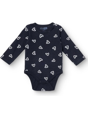 Hellobaby Hellobaby Kız Bebek Uzun Kol Body Kalp Baskılı Çıtçıtlı Çıtçıtlı Yaka Uzun Kol