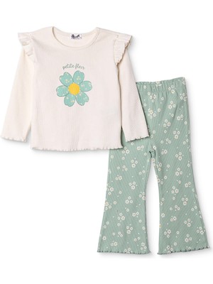 Hellobaby Kız Bebek Bluz-Tayt Kaşkorse Bisiklet Yaka Uzun Kol Reçme Paça