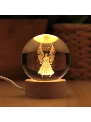 Kanatlı Melek Tasarımlı Işıklı Cam Küre