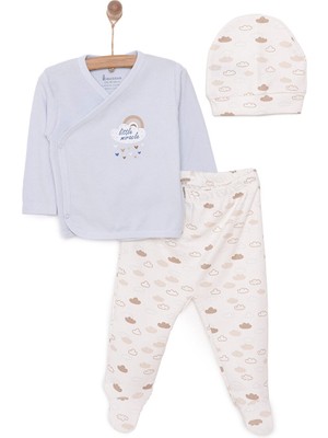 Bebbek Bebbek Erkek Bebek Zıbın-Şapka-Patikli Alt Peter Pan Collar