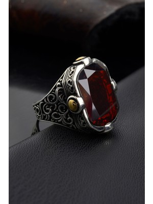 Innuendo 925 Ayar Gümüş Kare 4 Noktalı Zirkon Erkek Yüzük