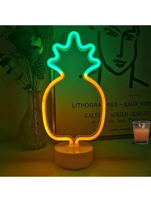 Neon Işıklı Ananas Masa Gece Lambası