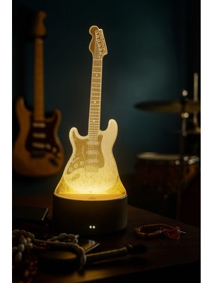 Store 3D Gitar Masa Gece Lambas