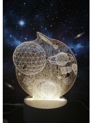 Store 3D Masa Lambası Gezegen Temalı