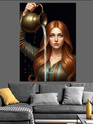 Artmeg Su Döken Kadın Tablosu Dekoratif Kanvas - Mdf Ahşap Tablo