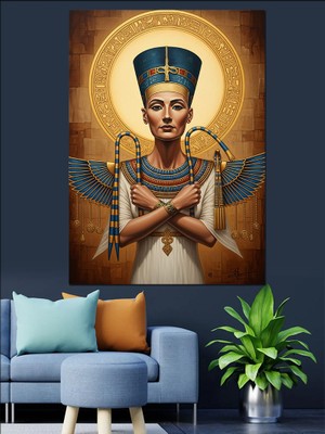 Artmeg Antik Mısır Firavun Heykeli Dekoratif Kanvas - Mdf Ahşap Tablo