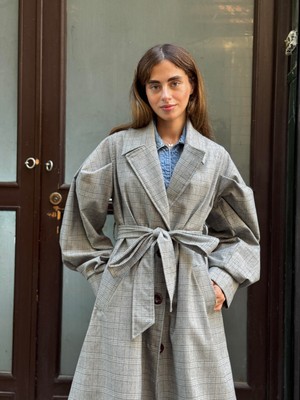 Retrobird Valencia Kuşaklı Trenchcoat Hafif Kaban Kadın Gri