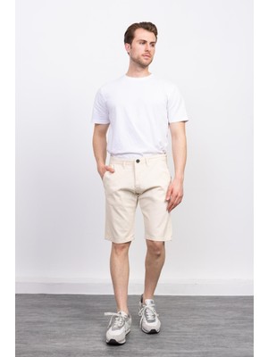 2414 Açık Krem Klasik Şort