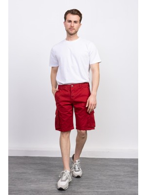 2416 Bordo Cepli Kargo Şort