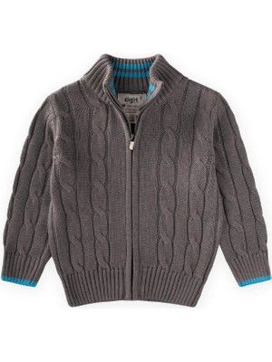 Cigit Saç Örgü Triko Hırka 2-11 Yaş A Gri