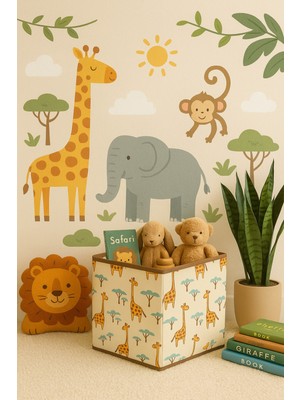 Luxway Home Gıraffe 2 Desenli Kapaksız Çok Amaçlı Düzenleyici Oyuncak Saklama Kutusu 30X30X30