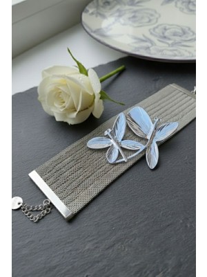 Aslı Kiraz Jewerly Hasır Bileklik Kelebek Detaylı Gümüş