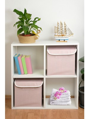 Luxway Home Pudra Çizgili Kapaklı Kutu