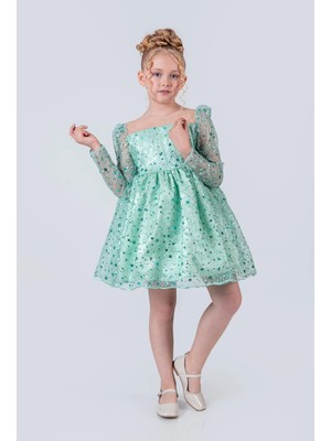 Vestitino Kız Çocuk Abiye Elbise Payetli Tül Kabarık Model 3-12 Yaş