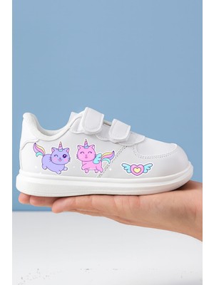 Lias Design Renkli Boynuzlu Sevimli Atlar Baskılı Spor Ayakkabı Sneakers