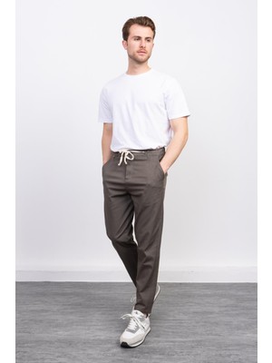 Haki Ipli Chino Pantolon-Çıtçıt Cep Detaylı