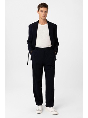 Antioch Koyu Lacivert Çift Pileli Baggy Fit Erkek Pantolon