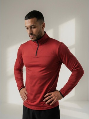 CLAW UP WORK SCUBA HALF ZIP SWEAT | WINE BORDEAUX  (Slim Fit Yarım Fermuarlı Scuba Sweatshirt)