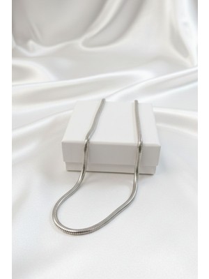 Aslı Kiraz Jewerly Çelik Yılan Zincir Kolye Gümüş Clk-Yln-Zncr-Kly-Gms