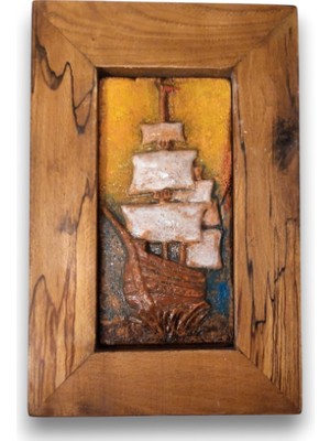 Toprakana Art Gemi, Ahşap Çerçeveli Tablo Seramik Duvar Panosu 15x22,5x2,5 (cm)