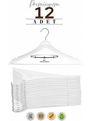 Etc Home 12 Adet Ahşap Görünümlü Plastik A Kalite Elbise Askı