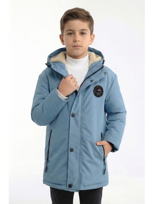 D1fference İçi Kürklü Cepli Kapüşonlu Jel Elyaflı Su ve Rügar Geçirmez Erkek Çocuk Kışlık Mont