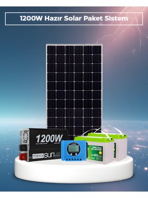 SB Solar 1200W Hazır Solar Paket | 400W Panel + 2×100AH Jel Akü | PWM Şarj Kontrol Off-Grid Güneş Enerji Sistemi